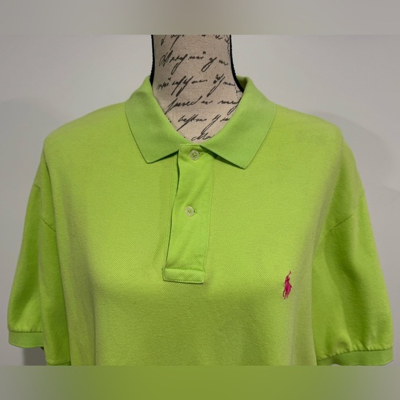 Ralph Lauren The Iconic Mesh Polo Short Sleeve Shirt Men’s Size XL Lime Green - Picture 4 of 10